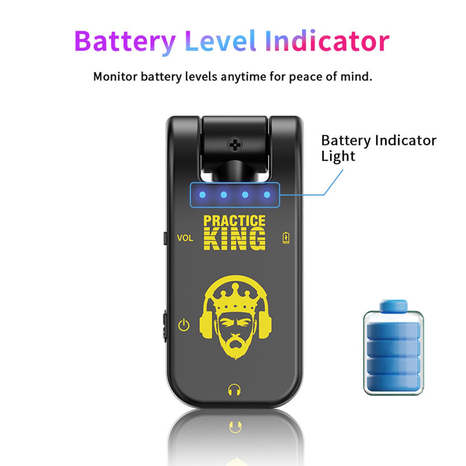 Btuty Silent Guitar Amplifier Guitar Headphone Amp 50H Use Time Rechargeable 282°Rotatable Head Portable Guitar Earphone Amplifier for Electric Acoustic Instruments Music Practice