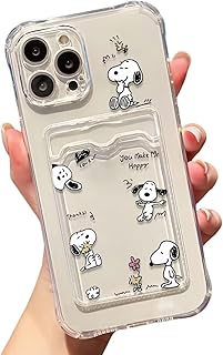 LYLIDIA スヌーピー iPhone15pro 用 スマホケース スヌーピー 透明 シリコーン iPhone15pro 保護ケース 透明 ポケット付き 背面収納 カード収納 iPhone15pro 用 スヌーピー ケース 黄変防止 レンズ保護 全面保護 衝撃吸収