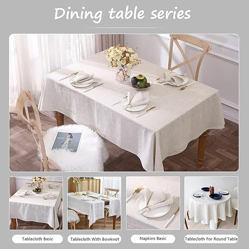 Miniatura 5 de Simple&Opulence Mantel texturizado 100% lino, decoración de mesa de cocina y comedor, para uso en exteriores e interiores (lino básico, 54 x 72