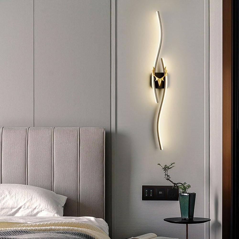 HXYSXHJUO Modern LED Wall Lamp Indoor Lighting Sconce Dimmable Linear Lantern for Bedroom Living Room Study Dining Hallway Stairs Hall Restaurant Mounted Lamp(B,80CM-20W)