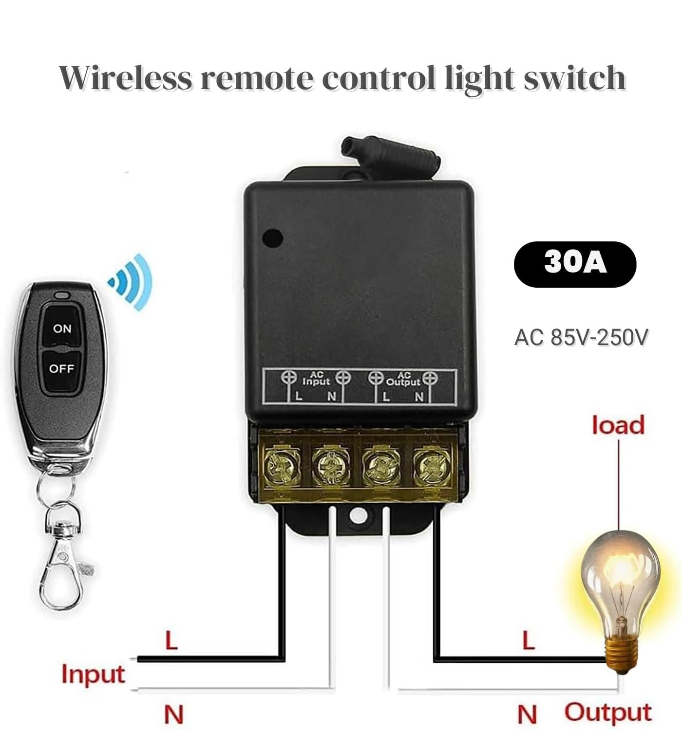 QIACHIP Interruptor de Control Remoto inalámbrico Control de Radio 433 MHz AC 220V 240V 30A Controlador de relé con 4 transmisores, para Bomba de luz, electrodomésticos