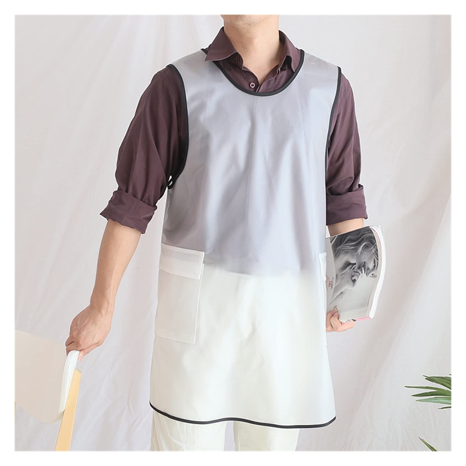 Fartuchy serwerowe barista fartuch przezroczysty prosty fartuch fartuch kuchenny czysty fartuch rzemieślniczy fartuch nadaje się do kuchni domowych, restauracji, kawiarni, kuchni, ogrodu pracy kuchni fartuchy przyzwoite
