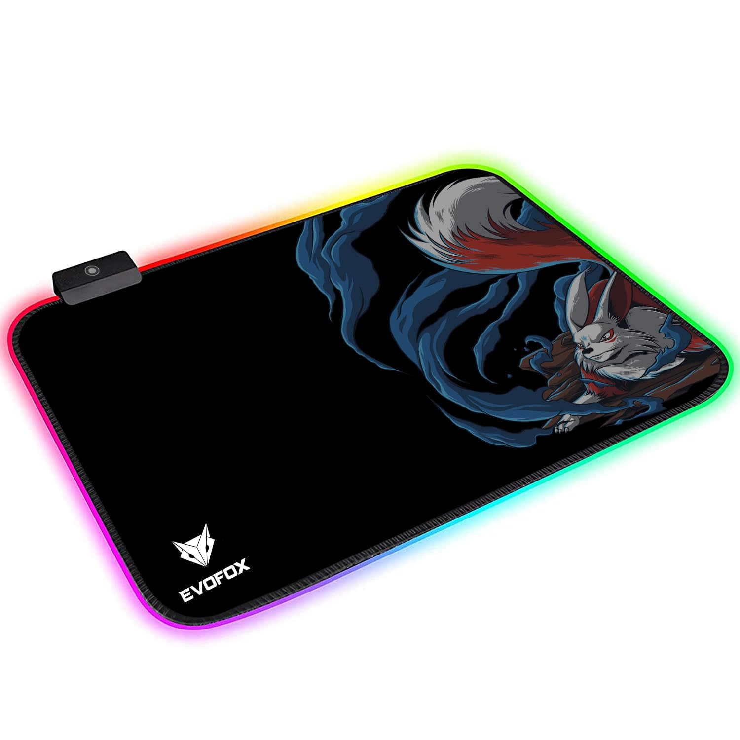 evofox falcon lx35 gaming mouse pad with 12 rgb effects, micro-textured speed surface, non-slip rubber base and touch controls [350mm x 250mm]