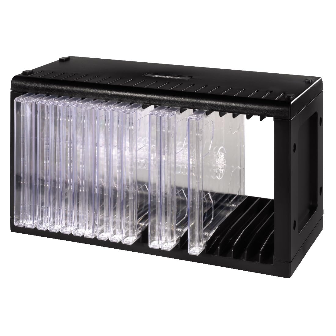 Hama CD Regal für 20 CDs (CD Aufbewahrung zum Aufhängen oder Stellen, platzsparend, kleiner CD Ständer, horizontal und vertikal erweiterbar, für Büro oder Kinderzimmer) schwarz (Packung mit 4)