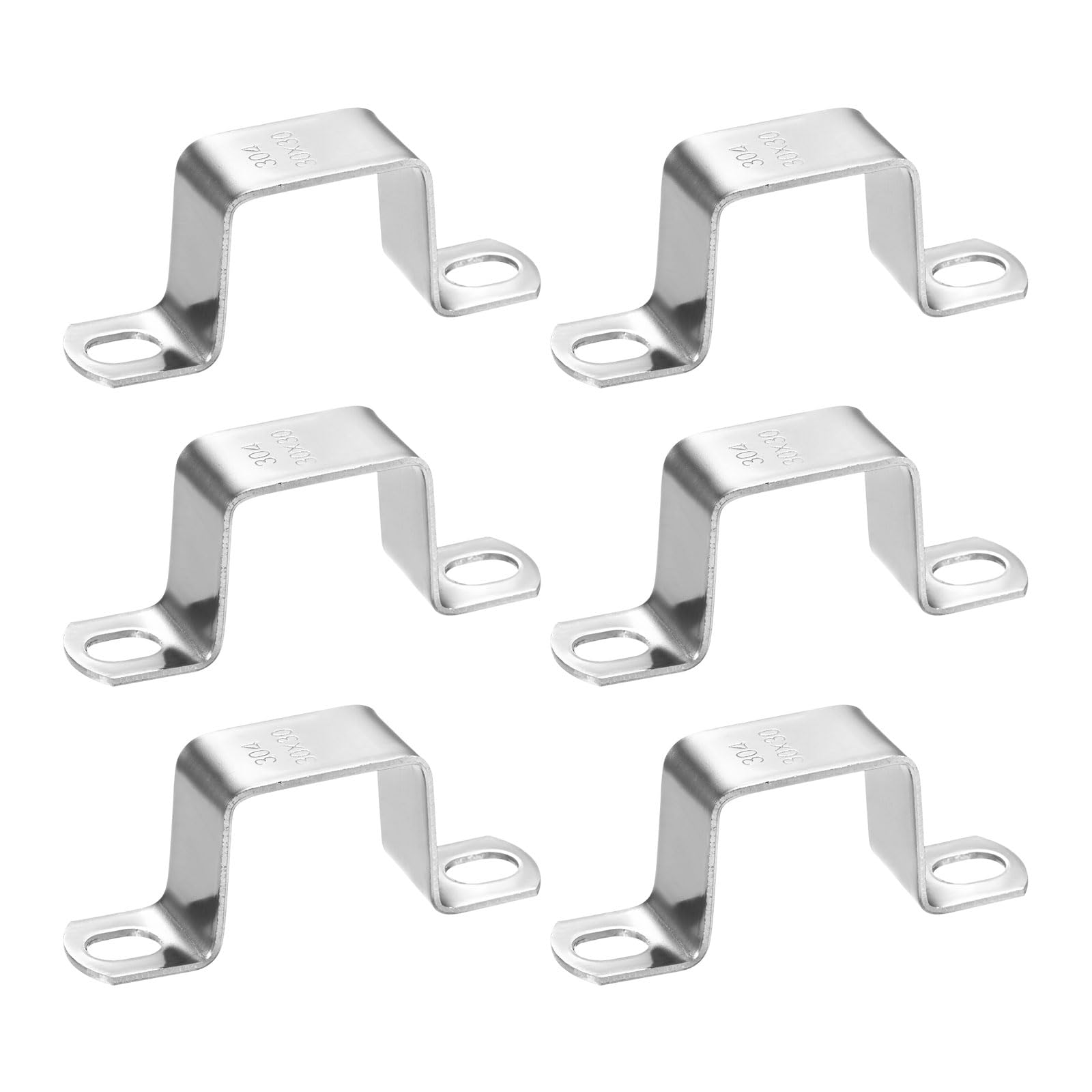M METERXITY 6-Pack U Shaped Connector Bracket, 30x30mm 304 Stainless Steel Square Pipe Clamp for Door Closed Bar Holder Strut Channel/Fixing Tools/Pipe, Strap Clamp for Rectangular Tube