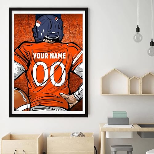 Miniatura 3 de Weadatty Pintura de diamantes de fútbol personalizada con nombre y número, pintura personalizada de camiseta para fanáticos de los deportes, arte de