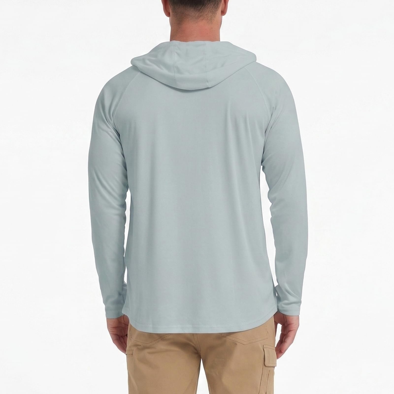 HYCOPROT Męskie koszule Rash Guard UPF 50+ koszule chroniące przed słońcem z długim rękawem bluza z kapturem UV topy kąpielowe szybkoschnąca lekka koszulka wędkarska Rashguard SPF odzież do pływania