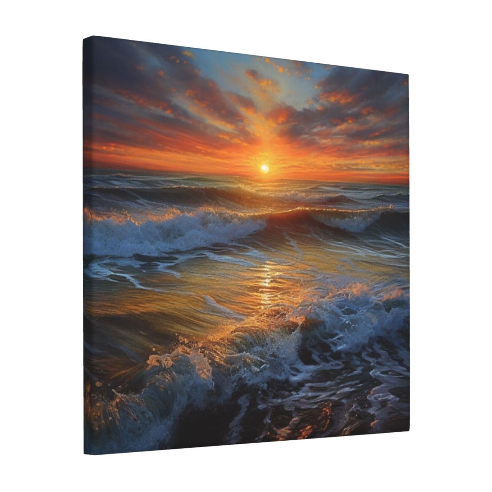 FodPand Sunset Seascape Canvas Wall Art for Living Room Wall Decor 12"x12" Modern Artwork Painting Pictures Hanging Canvas Prints Aesthetic Wall Art for Bedroom Bathroom Office Wallart Decor