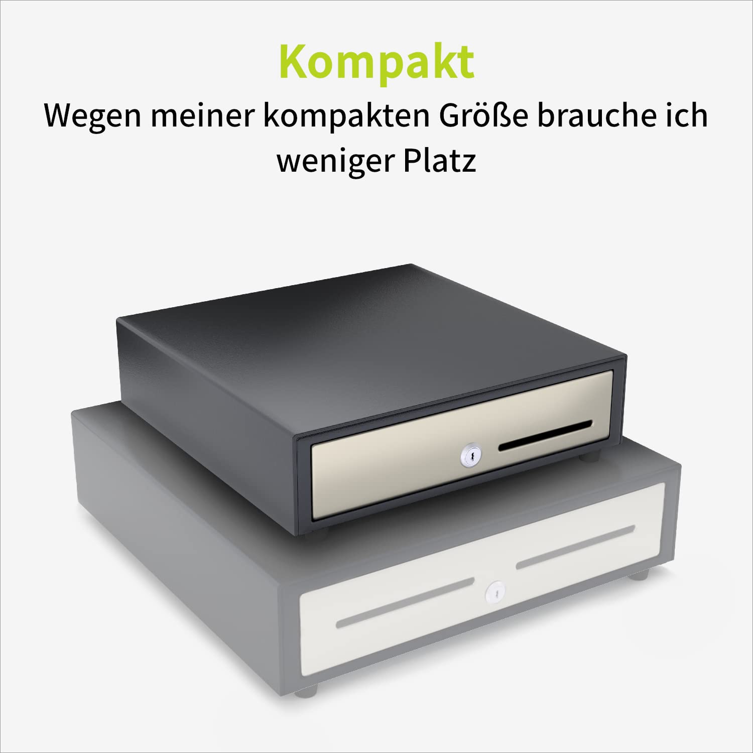 ACROPAQ Kassenschublade 33 x 33 cm Manuell Push Öffnung Unterbau Schwarz Edelstahlfront