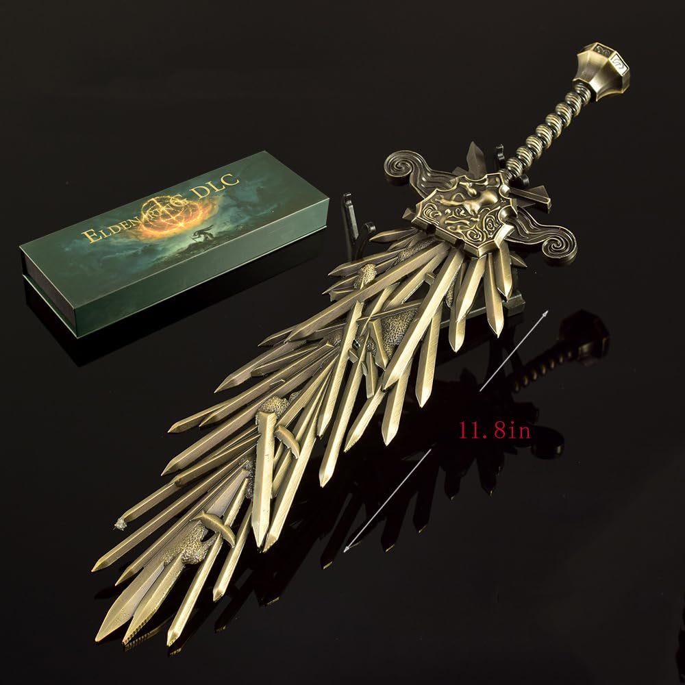 Maquetas de Videojuegos, Espada de utilería Metal 30 cm (11,8") con Soporte exhibición. Coleccionable, Ideal for Cosplay, decoración Escritorio y Regalo for Gamers