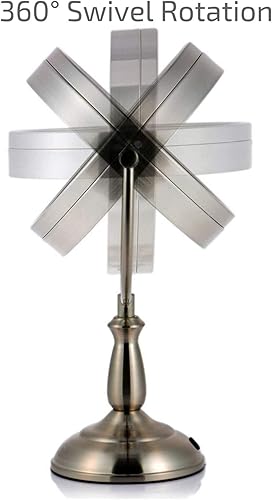 Miniatura 4 de Ovente Espejo de maquillaje de mesa iluminado de 7.5 pulgadas, lupa 1X y 10X, LED redondo giratorio de doble cara, táctil inteligente de 3 tonos,