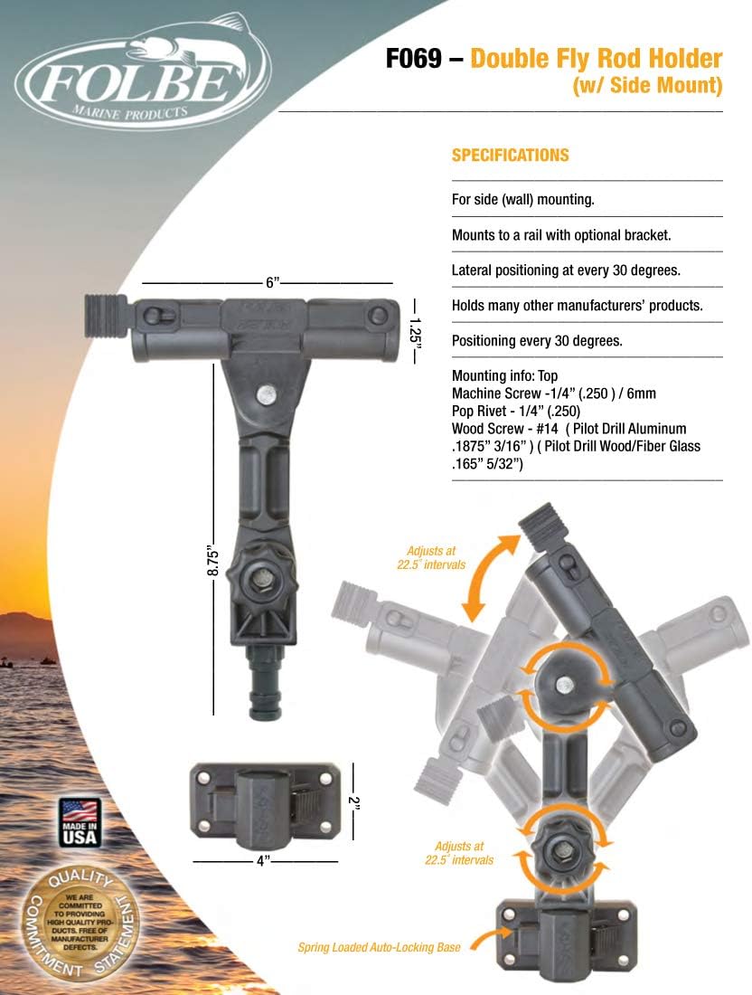 Folbe Double Storage Fly Rod Holder/Rack with Side Wall Mount