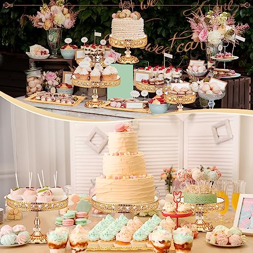 12-Piece Gold Cake Stand Set, Vintage Cake Stand with Crystal Edge and Cupcake Display Tray, Dessert Table Display Set for Wedding Party, Baby Shower, Anniversary Celebration - Image 7