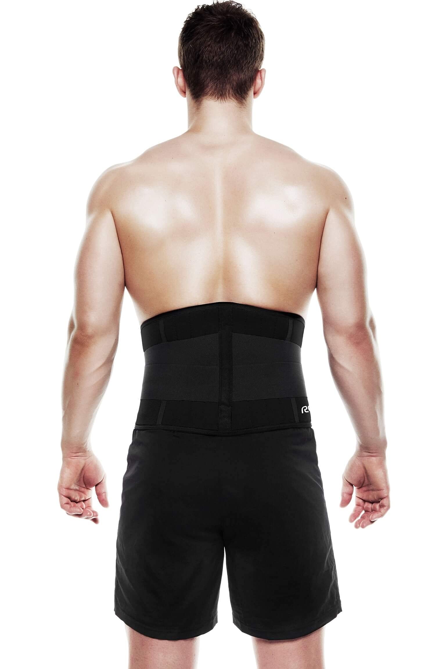 Rehband UD X Stable Back Support, faja lumbar de neopreno 5 mm, soporte de espalda estabilizador para actividades físicas, cinturón lumbar negro con calor y compresión, tallas S-XXL, Talla:XL