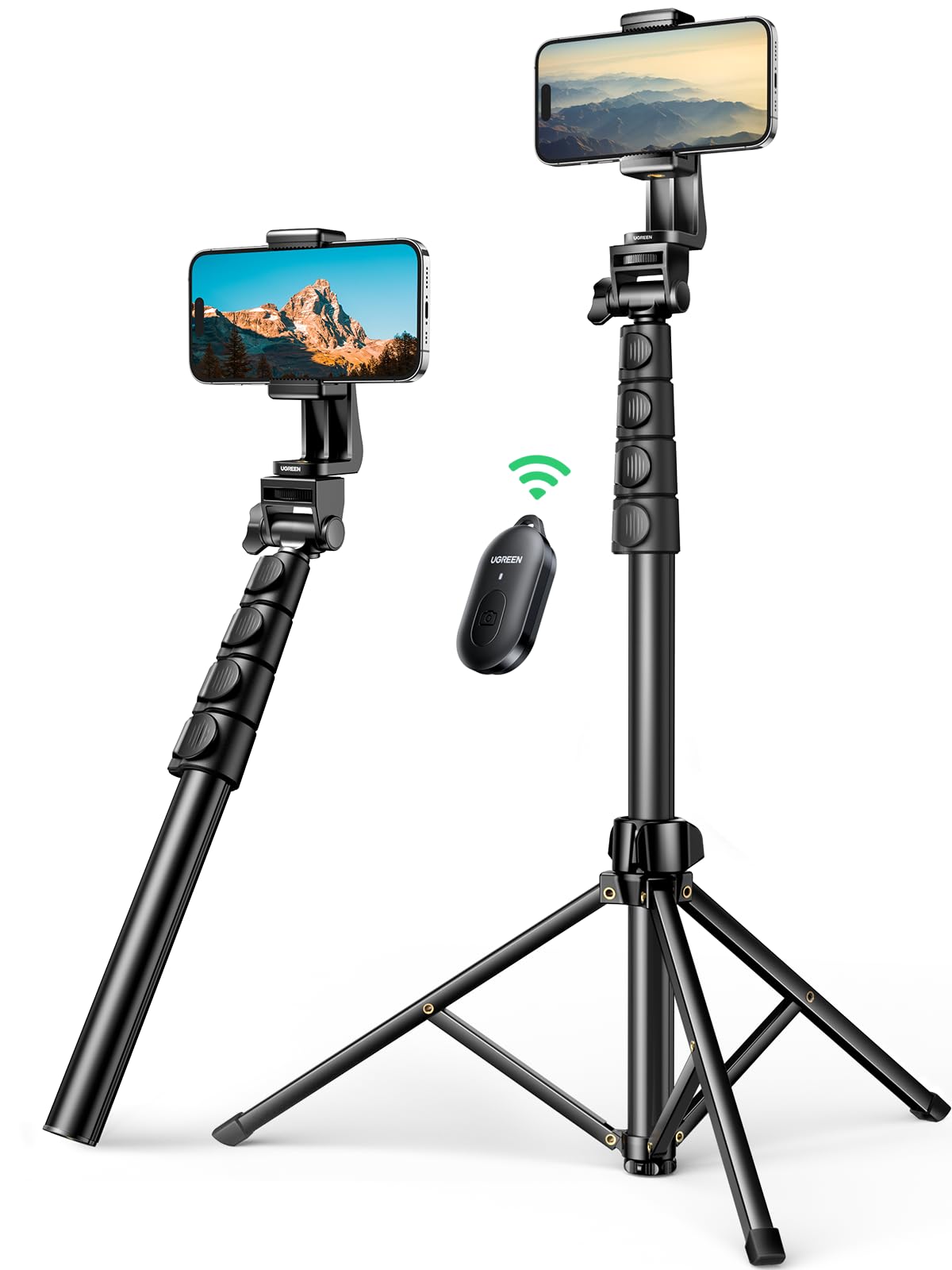 UGREEN 3 en 1 Perche Selfie Bluetooth Téléphone Télescopique | Rotation 360°Stick Trépied Télécommande sans Fil Stabilisateur Inclus Compatible avec iPhone 17 Pro Max Air 16 15 14 13