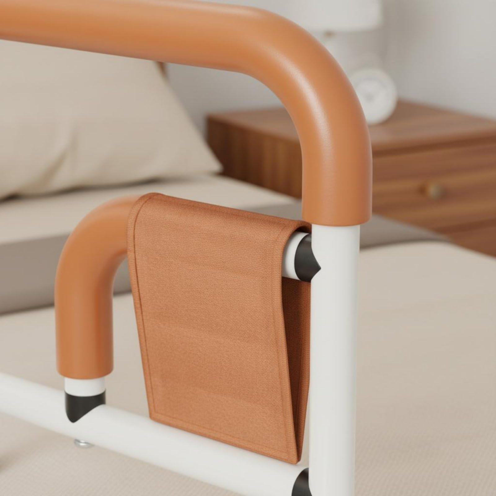 Oshhni de para Cama con Mango Ergonómico Barra Auxiliar Soporte Antideslizante y Base Estable Adecuada para Adultos Mayores con Movilidad Reducida, Org L-Forma 3-Marchas