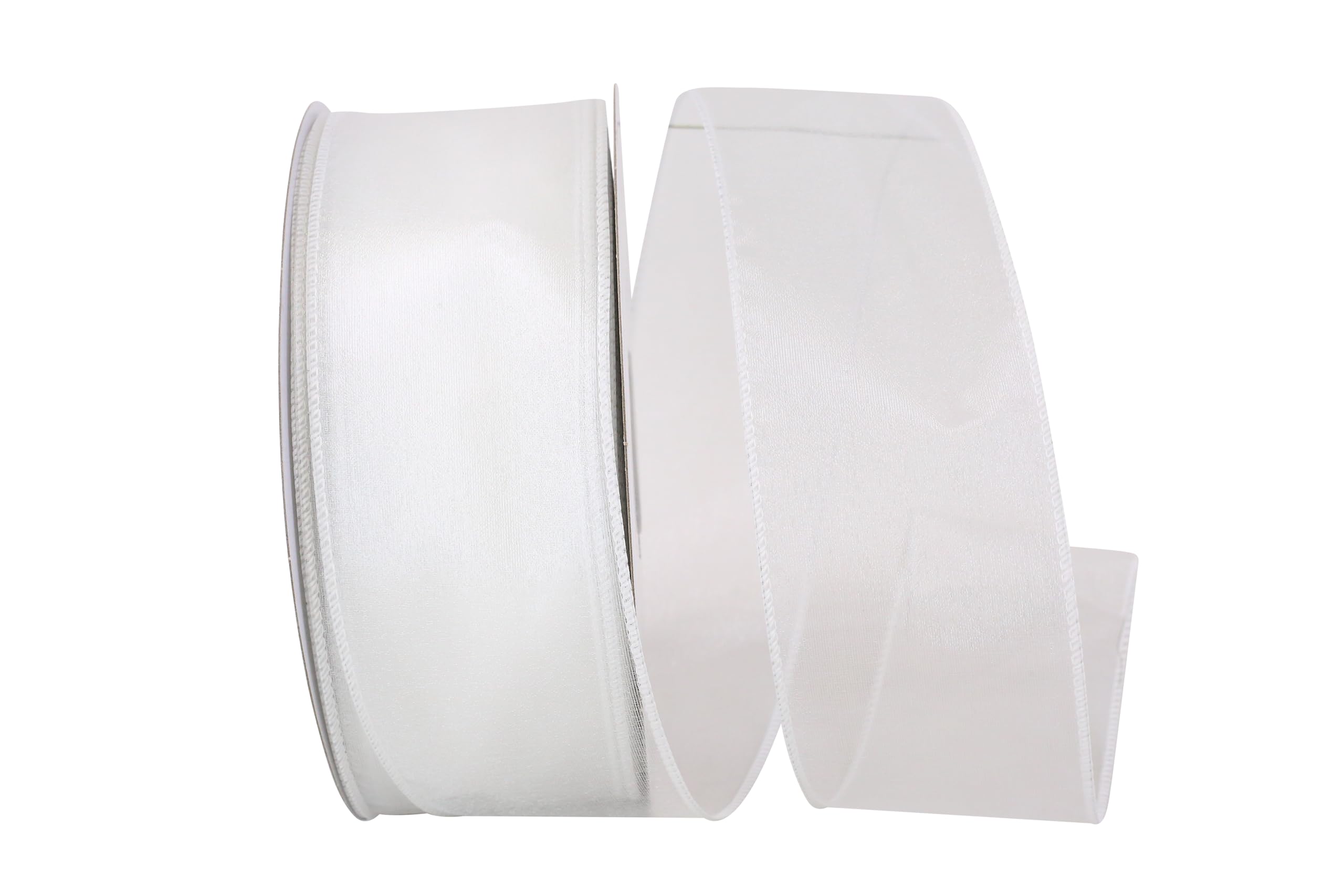Reliant Ribbon 99908W-030-40K Sheer Lovely Value Wired Edge Ribbon, 2-1/2 Inch X 50 Yards, White