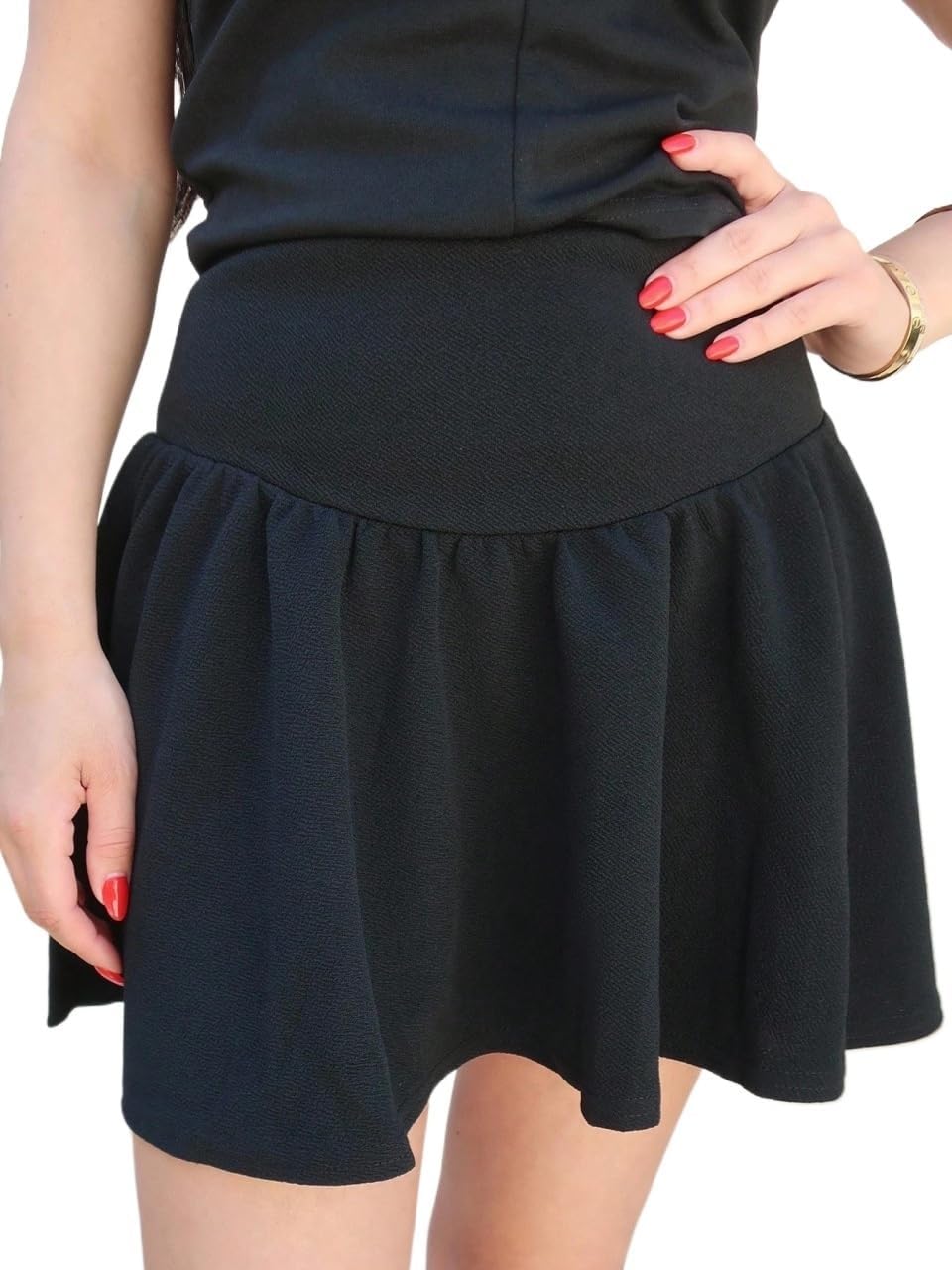 Women's Casual High Waisted Knitted Mini Skirt Skort with Ruffle Hem