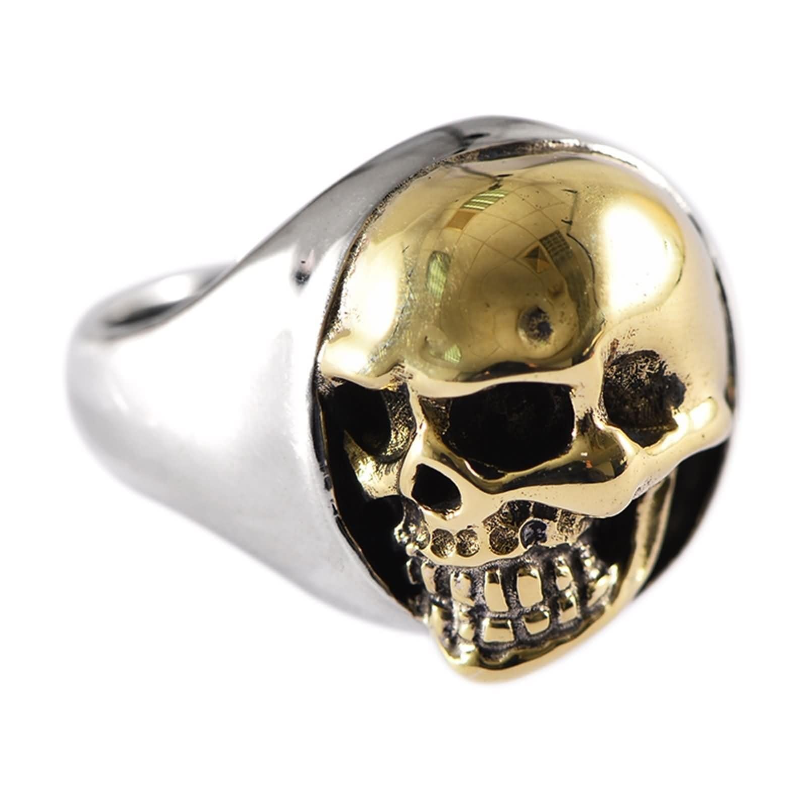 ANAZOZ Anillos Personalizados,Anillo para Hombre Anillo de Plata de Ley Hombre Calavera Anillo Hombre Plata Oro