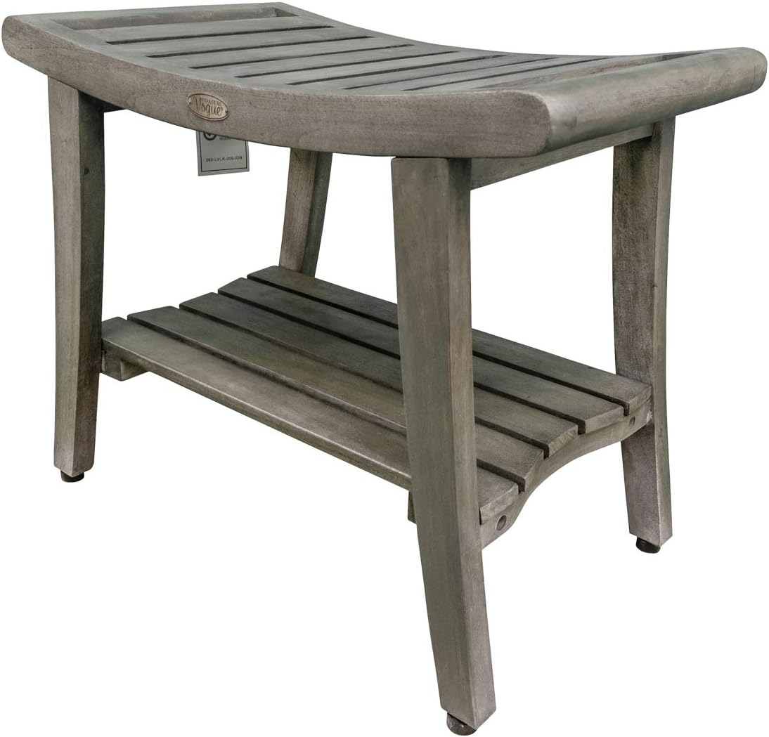 Amazon.com: TeakCraft Teak Gray Shower Bench with Shelf 30 Inch for ...