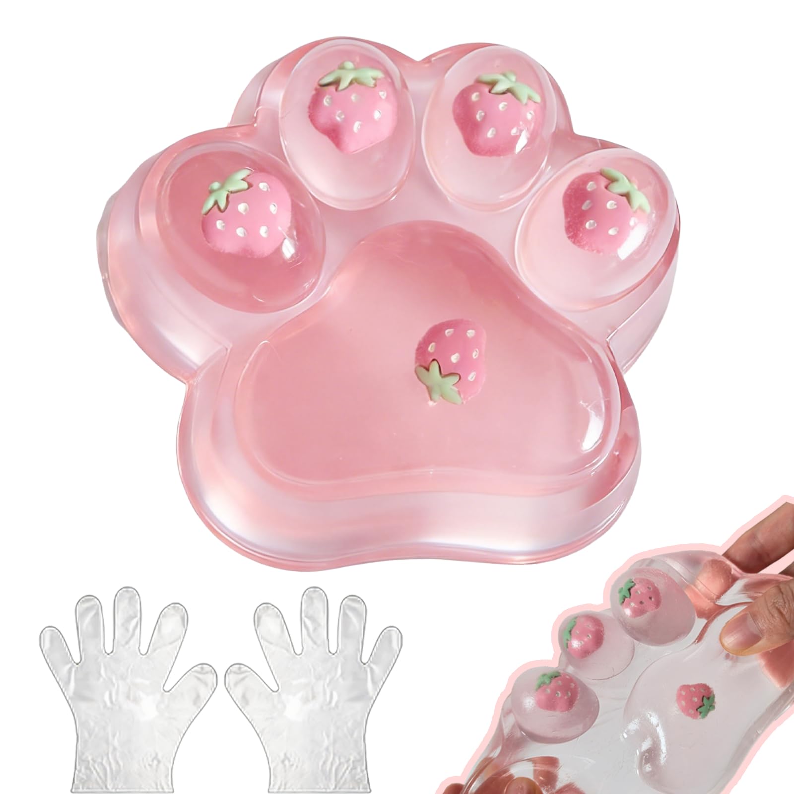 ソフビ Fishcat Tisha（ピンクサンセット） Chicooan Large Cat Paw Taba Squishy Squeeze Toys 5-inch Strawberry