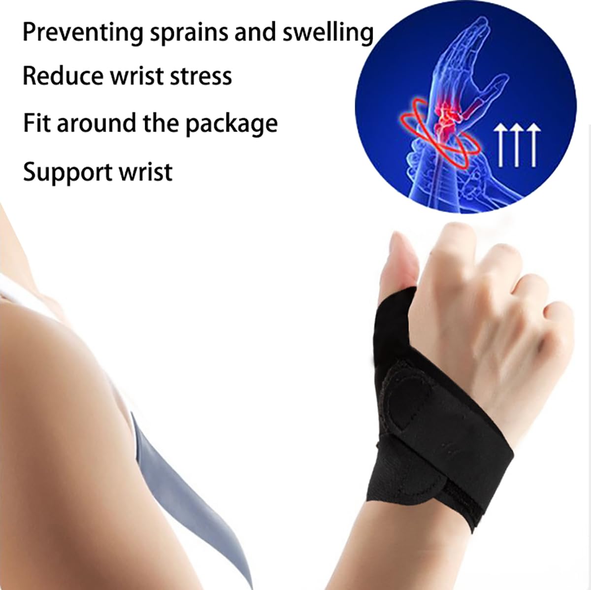 Wrist protection ultra-thin adjustable wristband, thumb wrist rest, sports wrist tube decompression support wrist rest, used for office, fitness, pain relief, reusable, breathable, skin friendly (M's left hand)