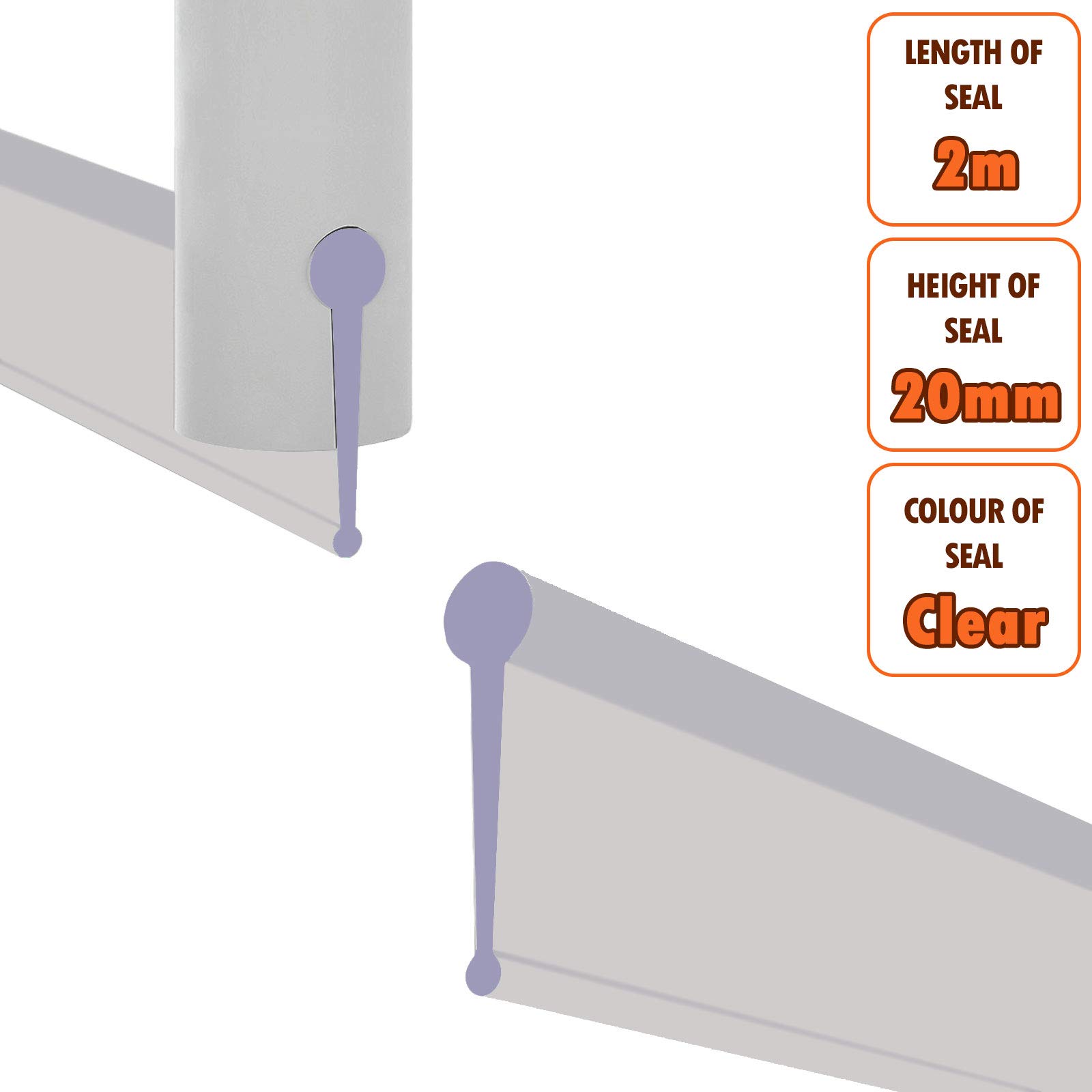 Buy ECOSPA Replacement Rubber Seal for Folding Bath Shower Screen Enclosures • Clear • 2 Metre