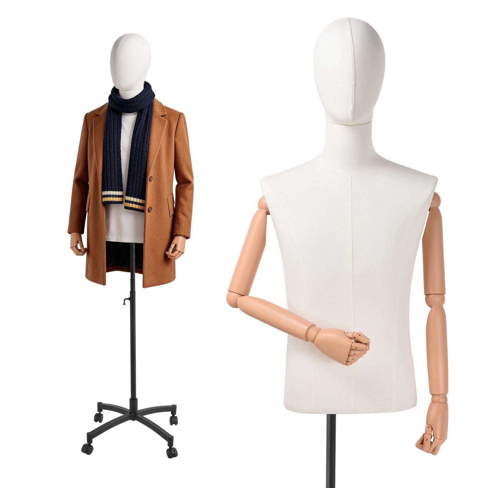 Schaufensterpuppe Männlich Torso, Verstellbarer Mannequin mit Rädern