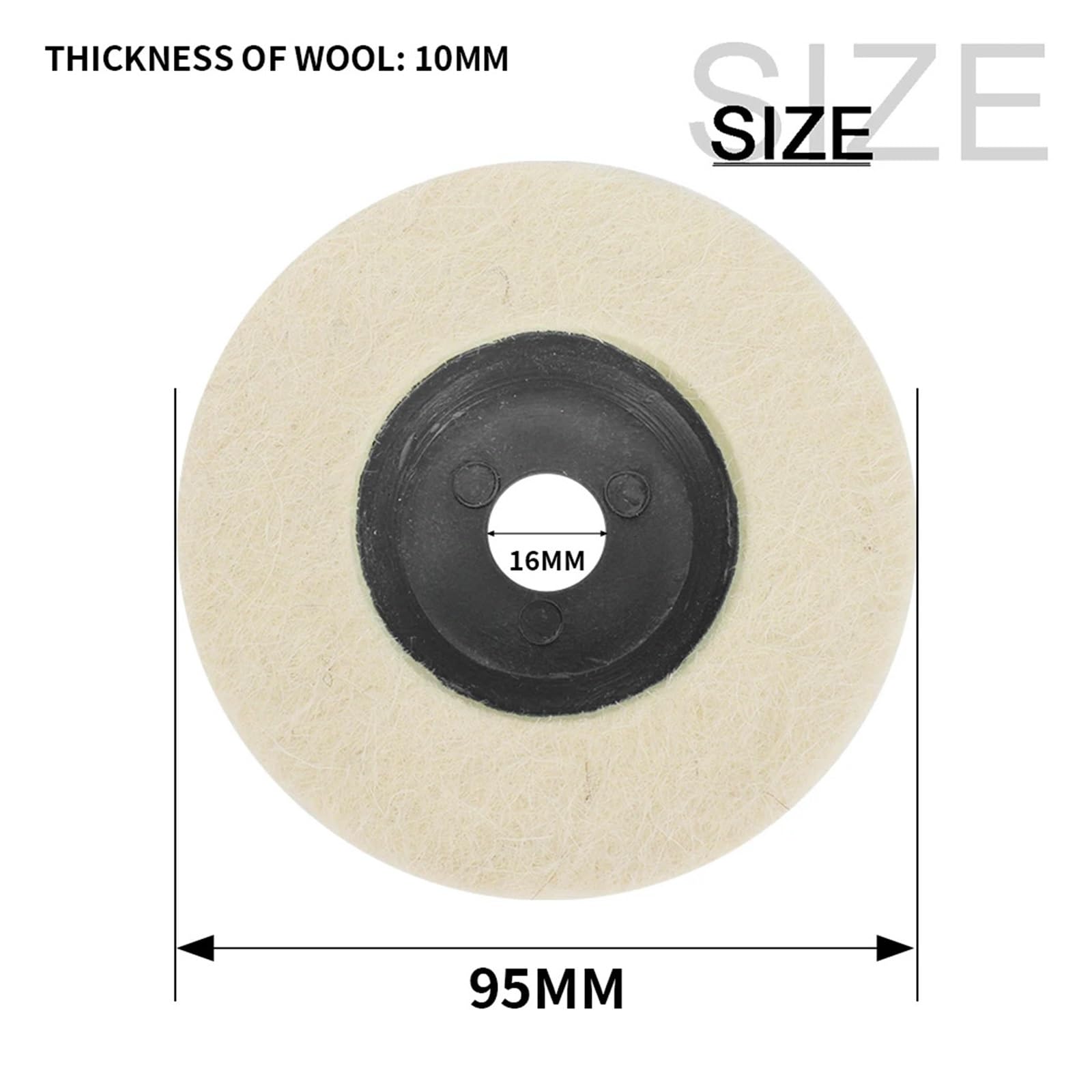 3/5 szt. 10 cm wełniana tarcza polerska, otwór 16 mm, podkładka polerska, tarcza szlifierska kątowa, filcowa tarcza szlifierska do metalu, marmuru, szkła, ceramiki, (5)