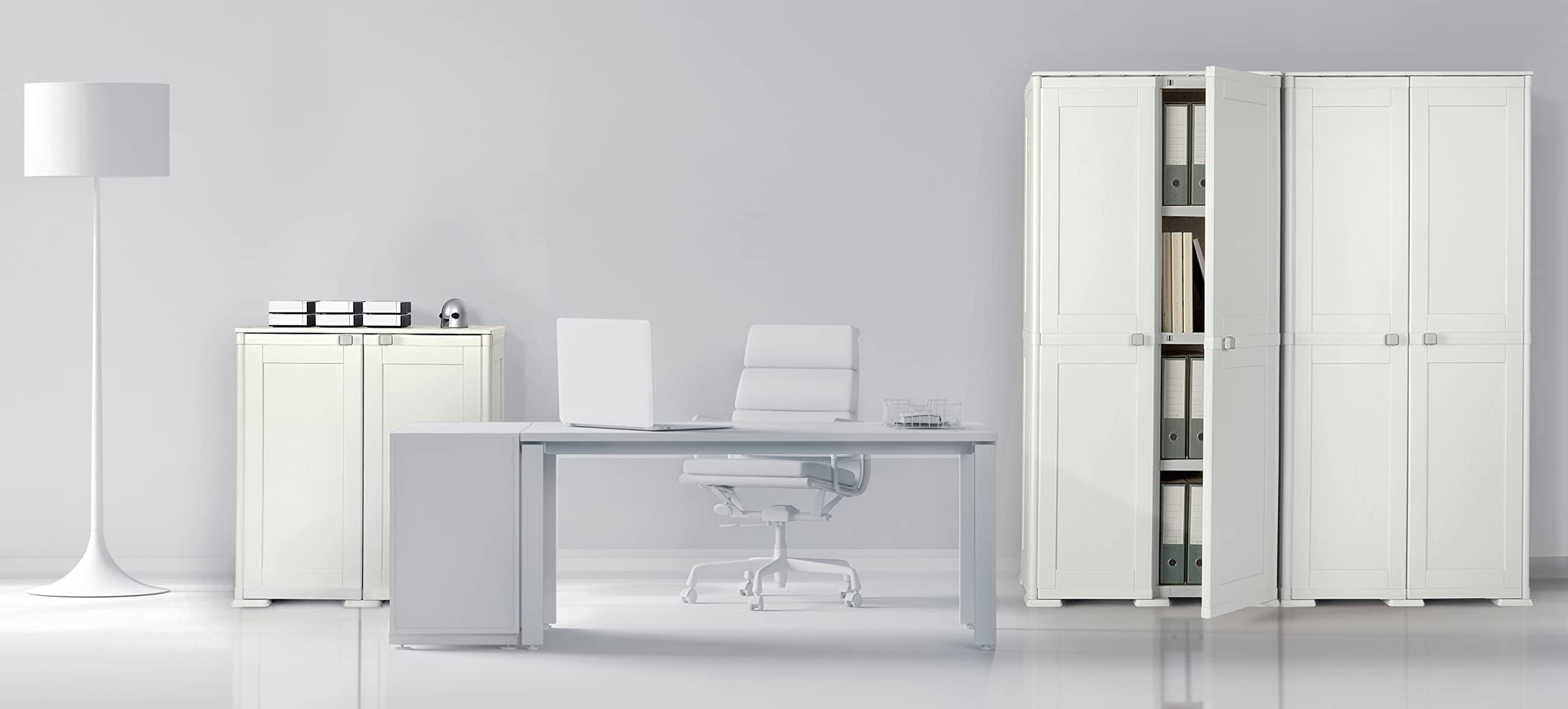 Tontarelli S.p.A. Armadio SIMPLEX Basso+1 RIPIANO Largo Mobile Contenitore, Panna, 79X43XH85.5CM