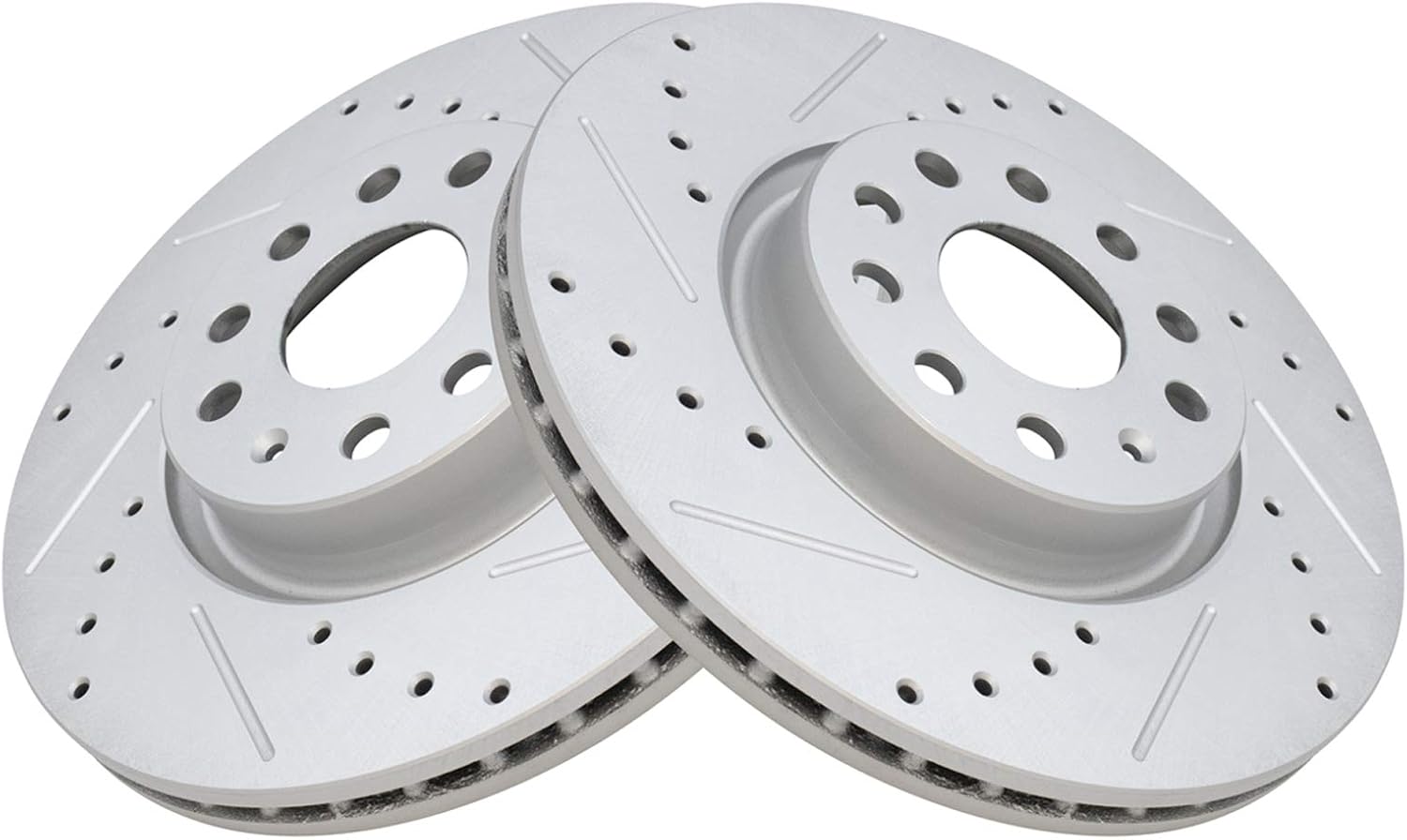TRQ Front Performance Brake Rotor Drilled Slotted Pair Set for A3 / A3 Quattro/Beetle/CC/Eos/Golf/Golf Attack/GTI/Jetta/Passat / Q3 / Q3 Quattro/Tiguan/TT/TT Quattro