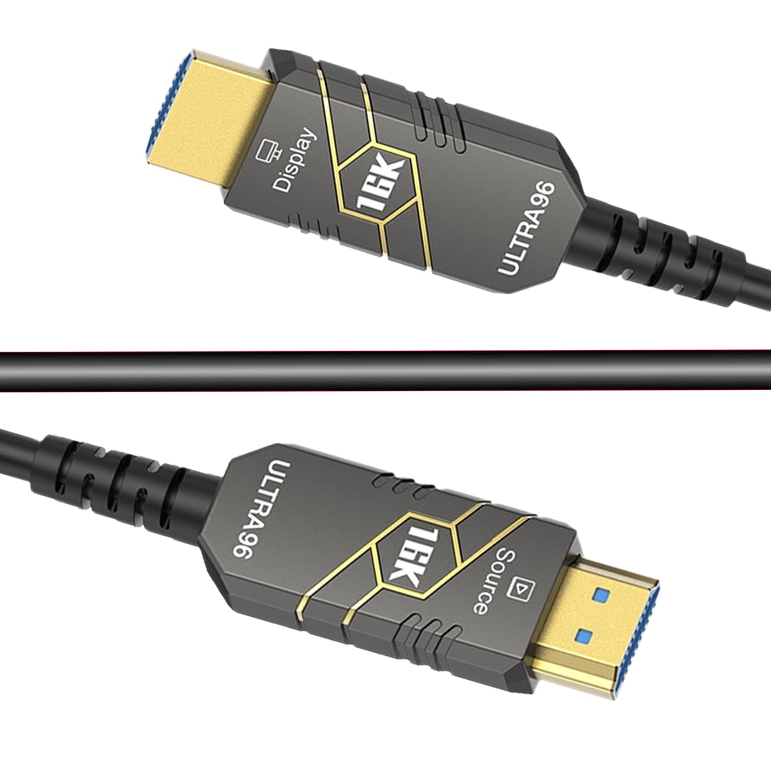 Cable de fibra óptica HDMI2.2 de 2 m, 16 K, 96 Gbps de ultra alta velocidad, 4K240Hz 4K144Hz 8K120Hz 16K60Hz, HDCP 2.2 y 2.3, HDR dinámico, eARC, DTS, largo delgado y flexible para
