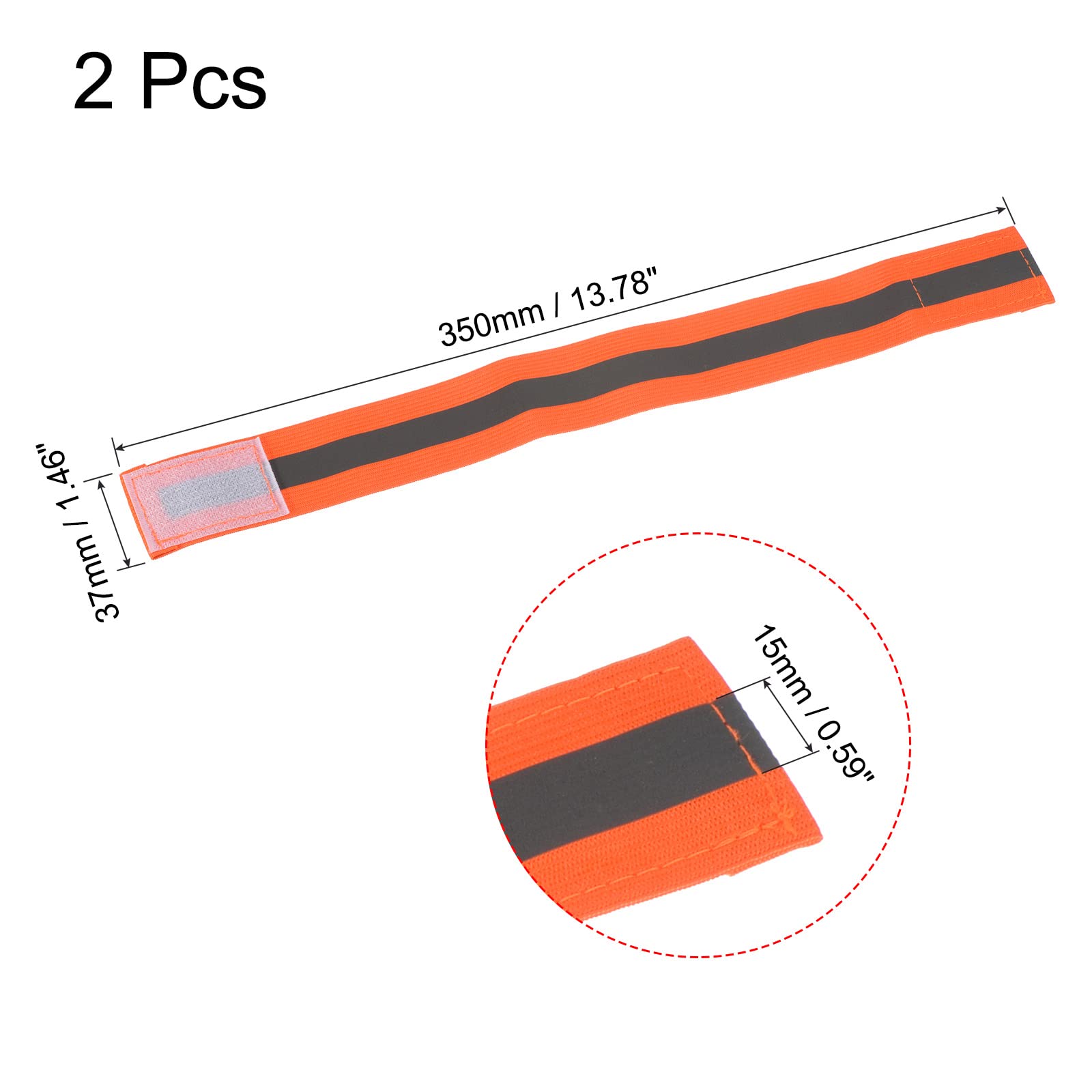 MECCANIXITY Reflective Bands for Arm Wrist Ankle Leg 14x1.5 Inch Strip High Visibility Wide Reflective Running Gear for Cycling Running Walking Orange 2 Pack