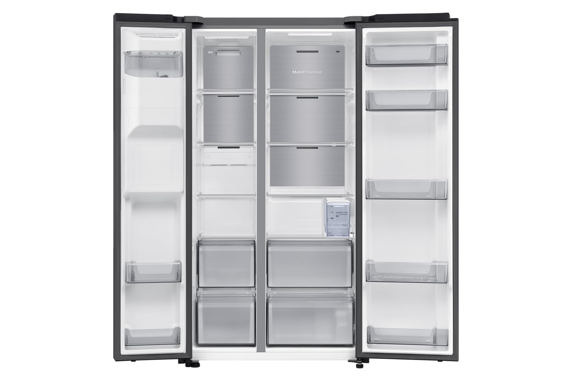 Samsung Réfrigérateur côte à côte RS70F65KEF/EF avec distributeur d'eau/glaçons, Wifi avec mode AI Energy, Total No Frost, SpaceMax, 635 L, LxHxP: 91,2 x 178,4 x 72,6 cm, Anthracite