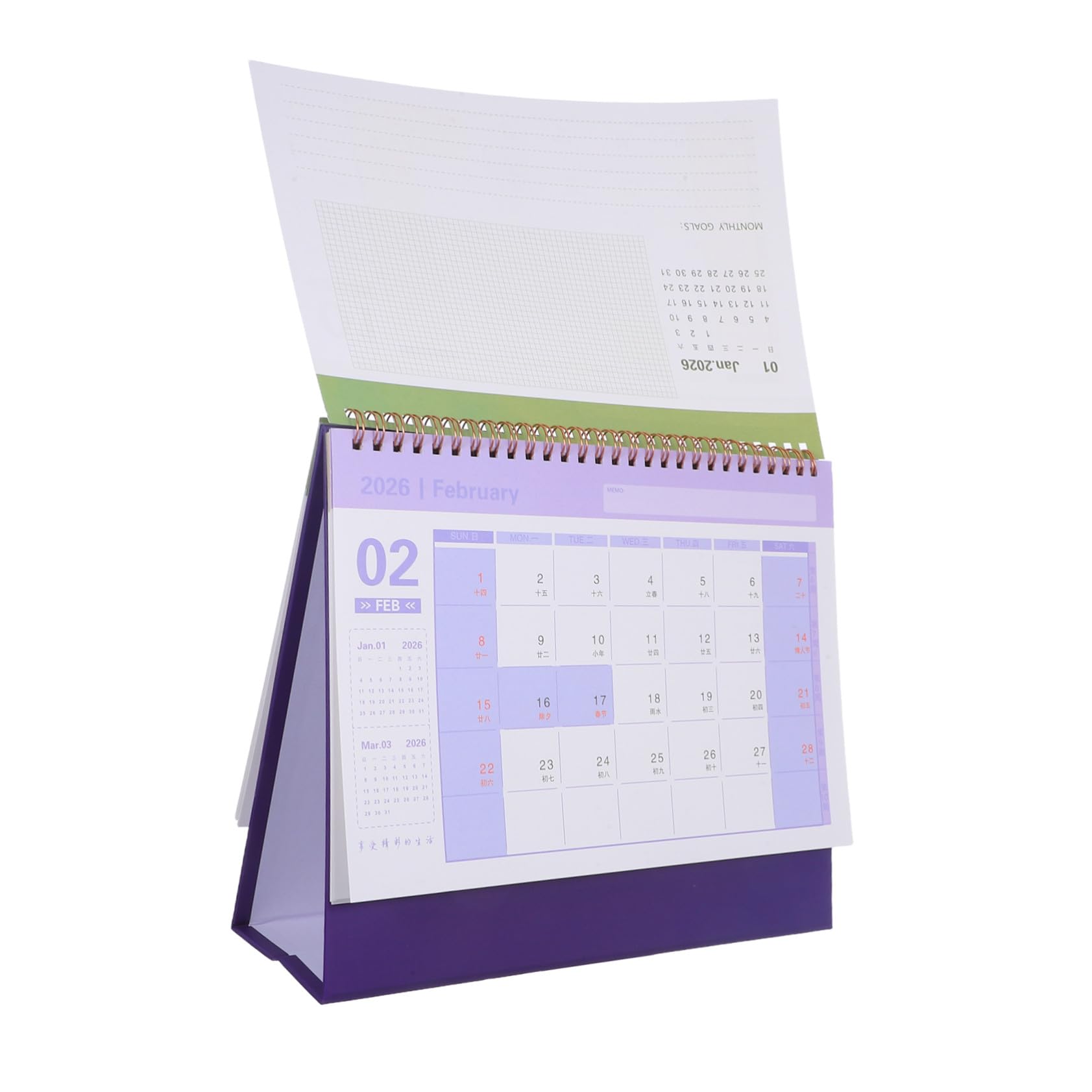 3 Pezzi Tavolo Flip Stand con Rilegatura Spirale Planner Mensile Minimalista per Organizzazione Giornaliera e Gestione Efficiente e Casa