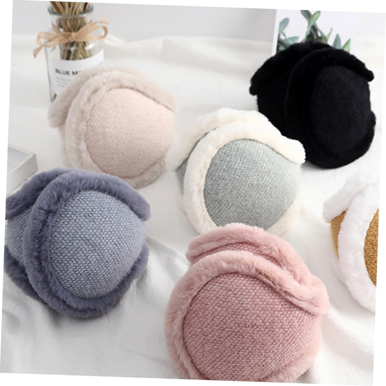 Milisten Plush Winter Earmuffs for Men and Women, Foldable Windproof Ear Warmers Soft Chenille Fabric, Outdoor Cold Weather Protection