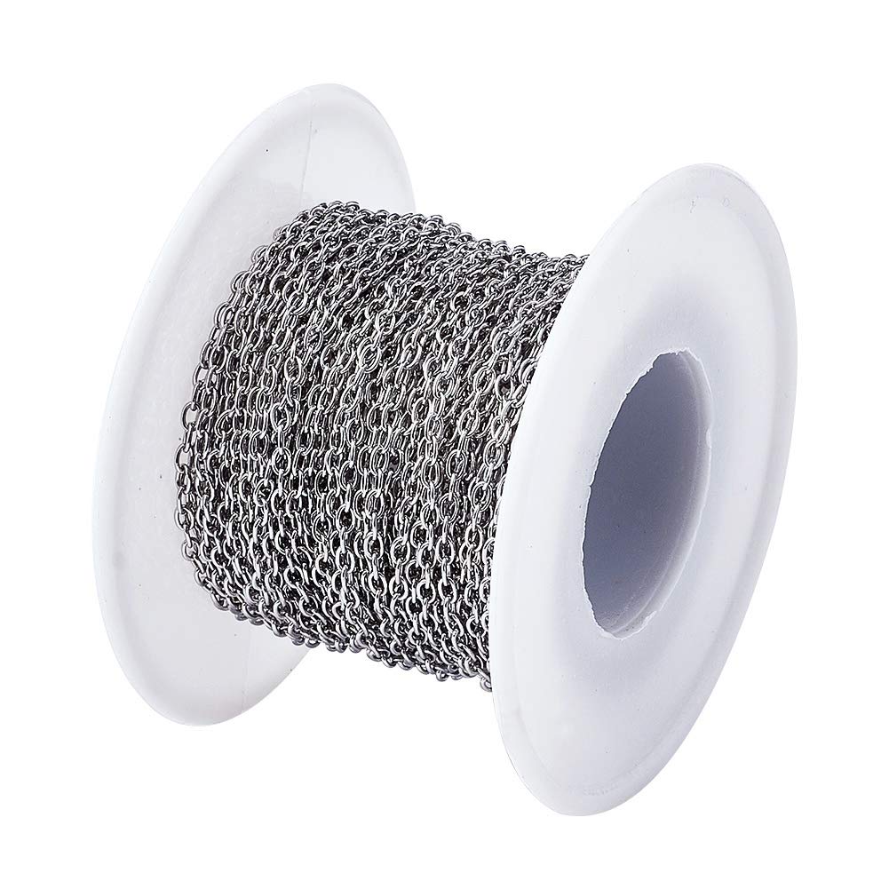 Pandahall 32.8 FT 304 Stainless Steel Cable Chain 3x2x0.5mm Twisted Chain Necklace for DIY Jewelry Making