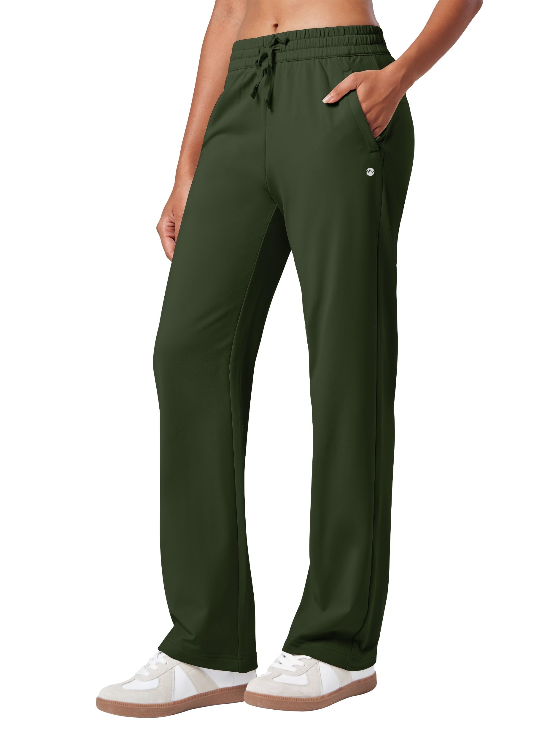 Willit Women's Fleece Lined Pants with Zipper Pockets Winter Thermal Warm Hiking Straight-Leg Pants