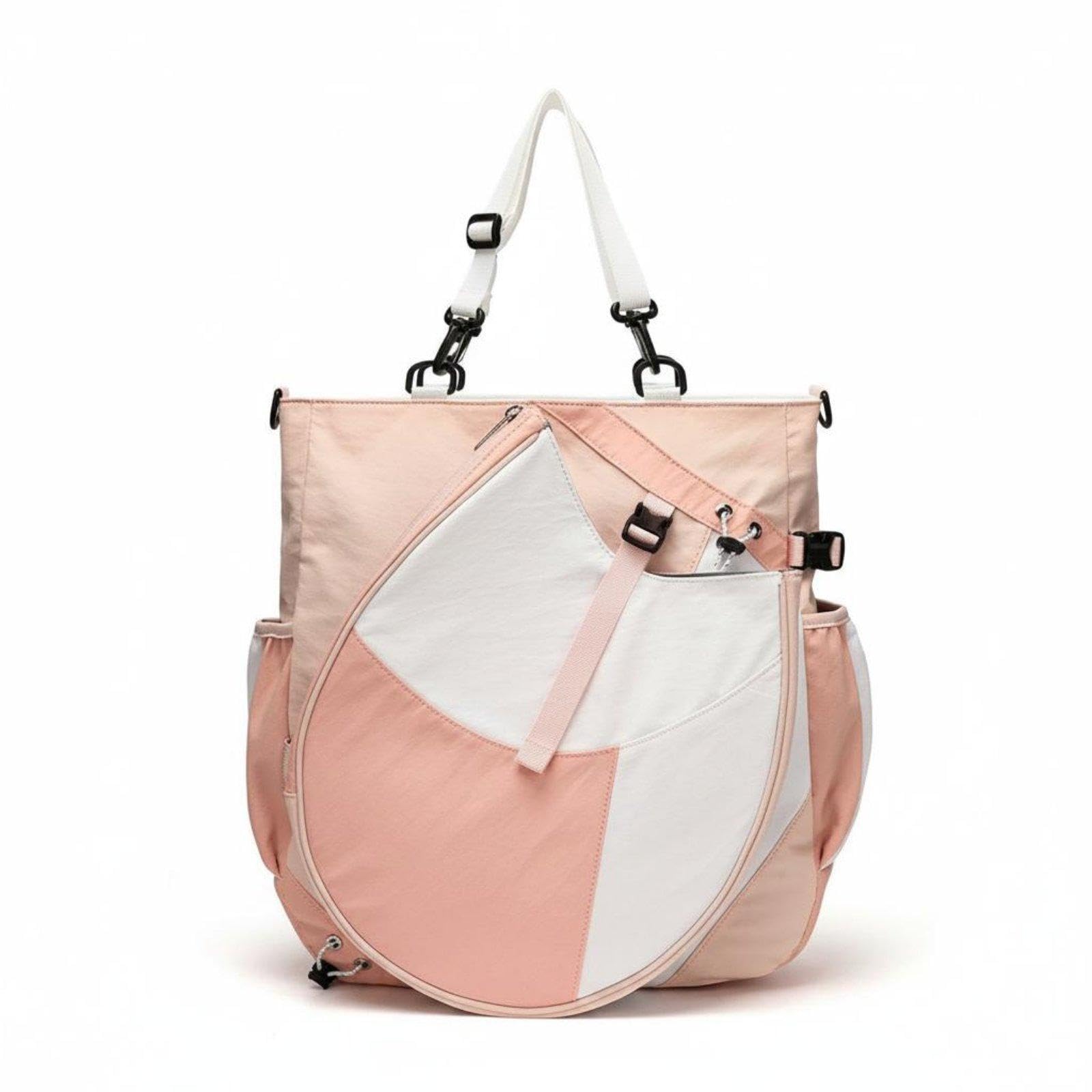 Badminton Racket Bag Large Capacity Badminton Bag Hand Carry Sports Duffle for Women, Men, Gym Pink White | Gym Bags | Fitness Running & Yoga-image-26