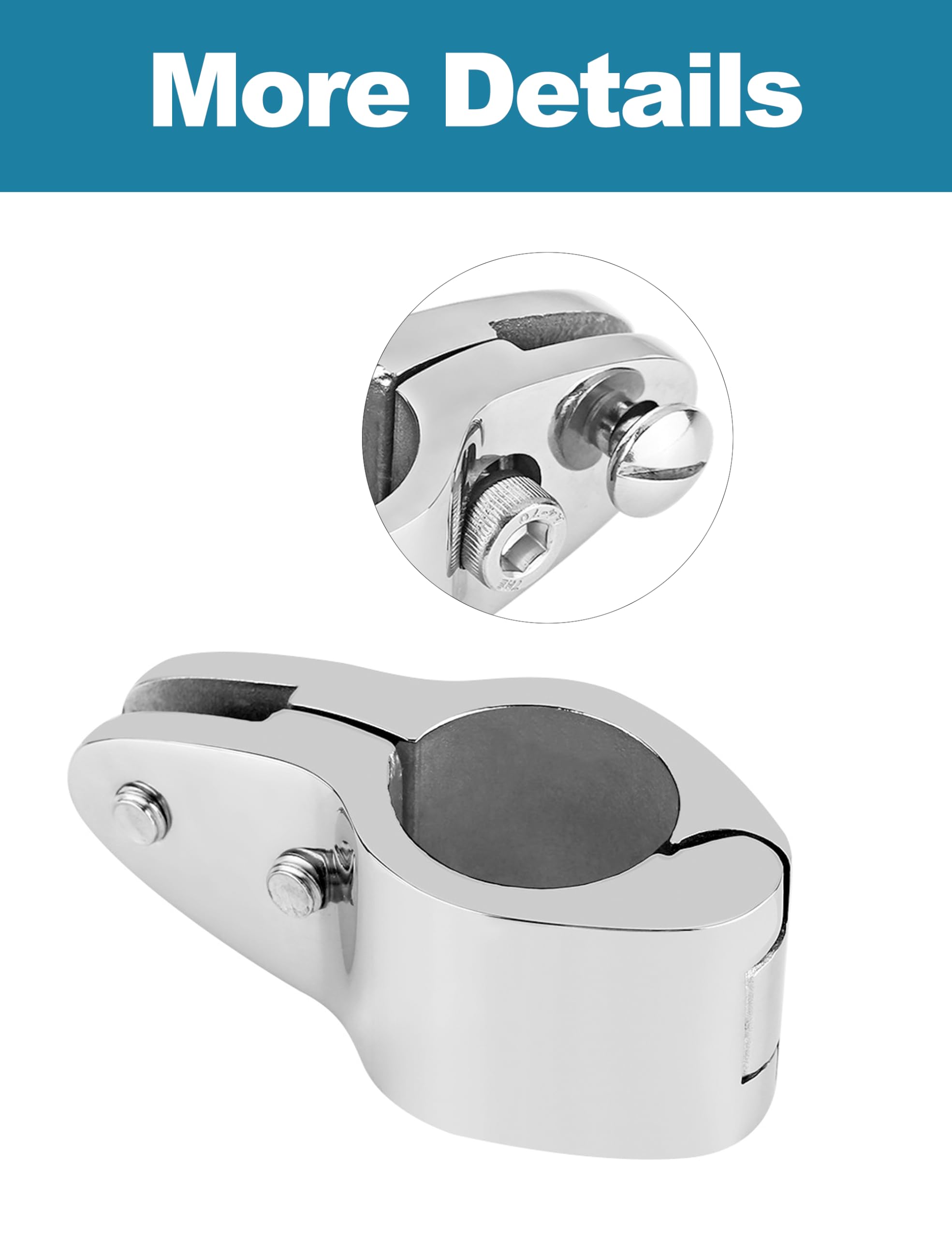 Glissière Balustrade 2.5cm Glissière Bimini En Acier Inoxydable 316 - Mâchoire Supérieure Pour Bateau 2,5cm Glissière Tube 2.5cm