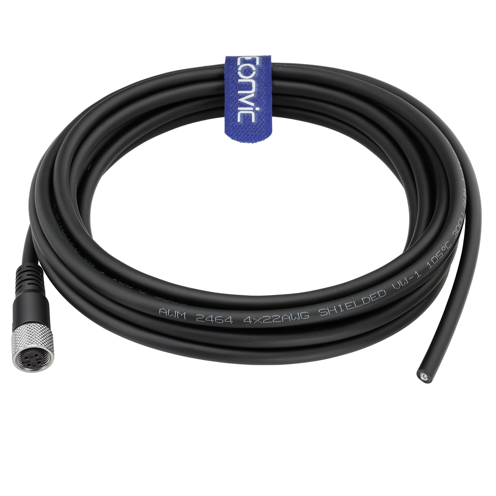 Eonvic Industrial M12 Female 4 Pin Connector Molded PVC Aviation Sensor Cable 4M