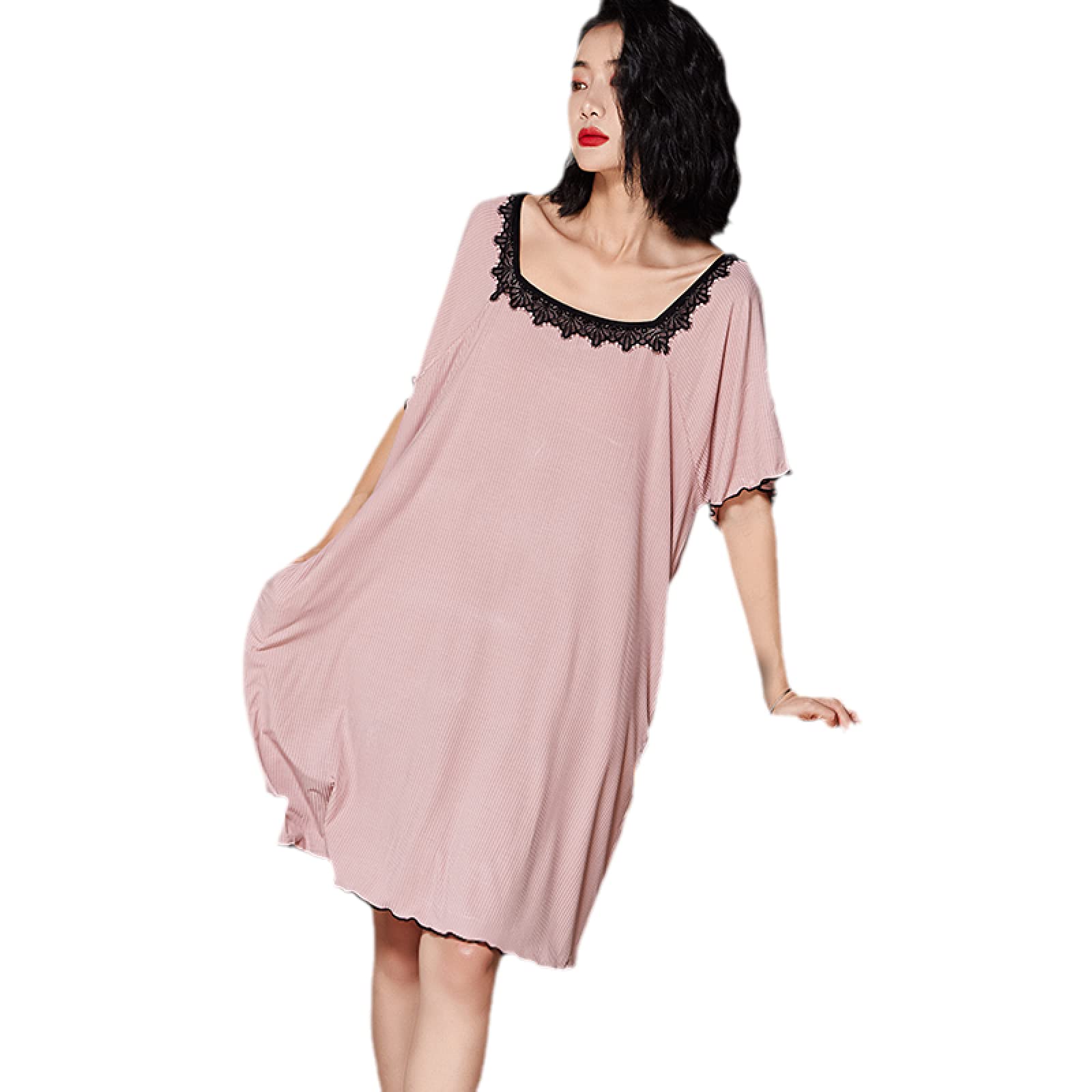 OFFSUM Camisón Clásico De Encaje con Bordado De Retazos Y Cuello Cuadrado Informal De Talla Grande Hogar