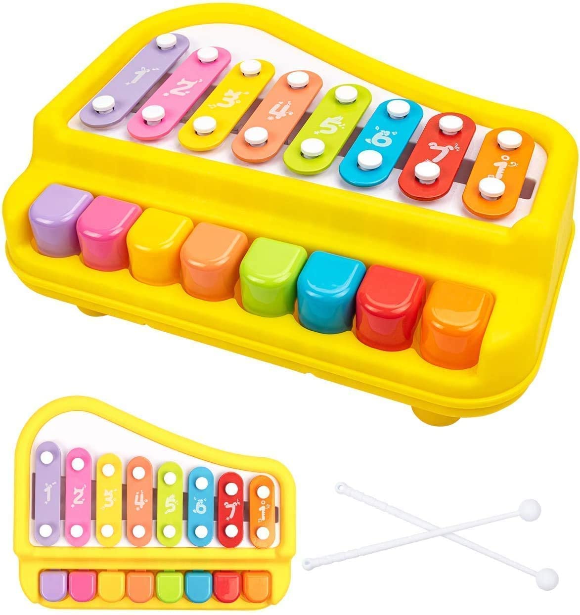 Snilin 2 in 1 Big Piano Xylophone Musical Toy for Kids (Age 3+) with 8 Keys, 2 Sticks, Keyboard Xylophone Piano Preschool Musical Learning Instruments Gift Toy for Baby, Kids, Girls, Boys (B0DGLJQ1NJ) Amazon Price History, Amazon Price Tracker