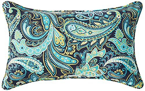 Pillow Perfect Outdoor/Indoor Pretty Paisley Navy Lumbar Pillows, 11.5" x 18.5", Blue, 2 Pack