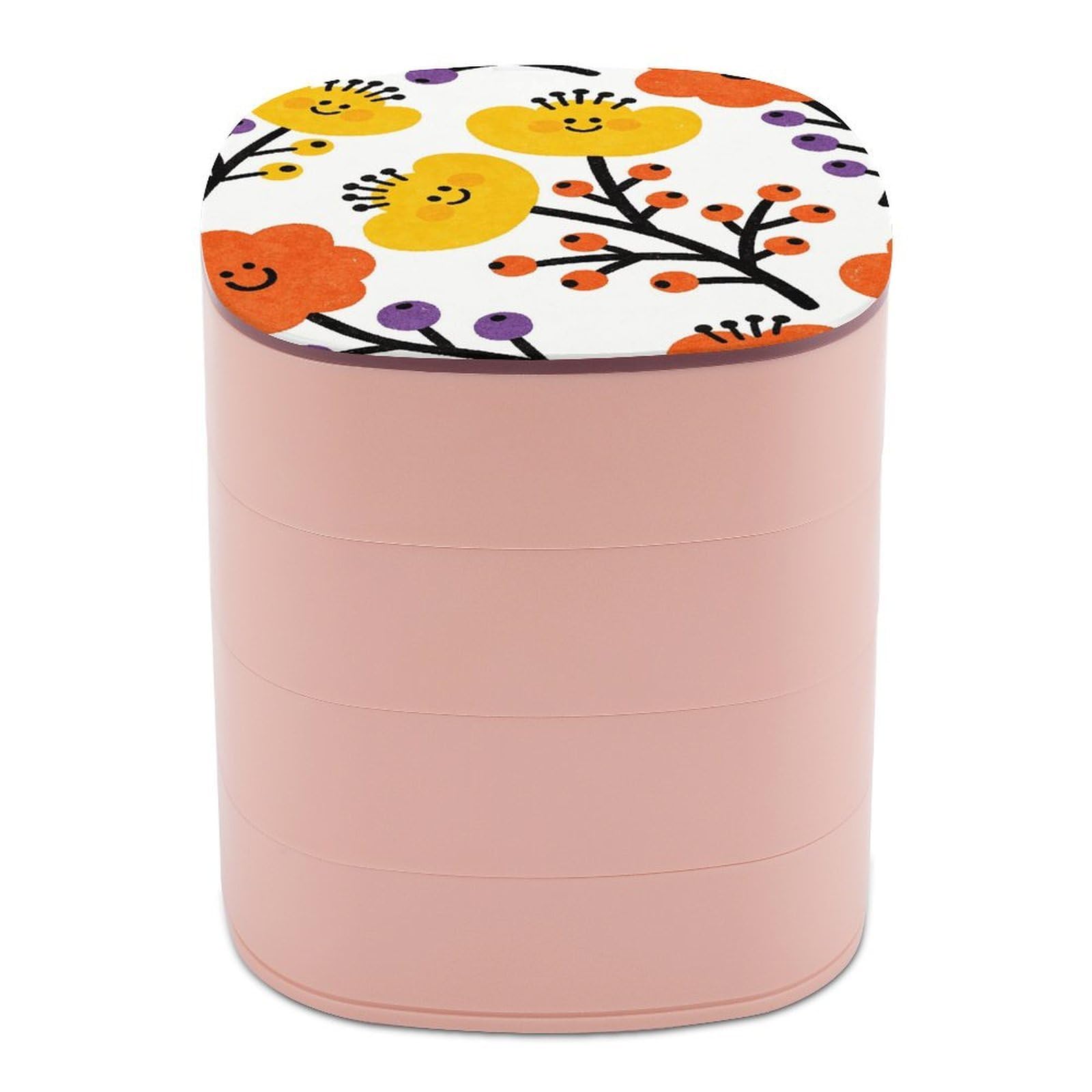 LZQPOEAS Flower Branch Pattern Cute Jewelry Box Women Jewelry Organizer Travel Jewelry Case Cute Necklace Ring Storage Organizer 4-Layer Rotating Jewelry Tray Case with Mirror for Bracelets