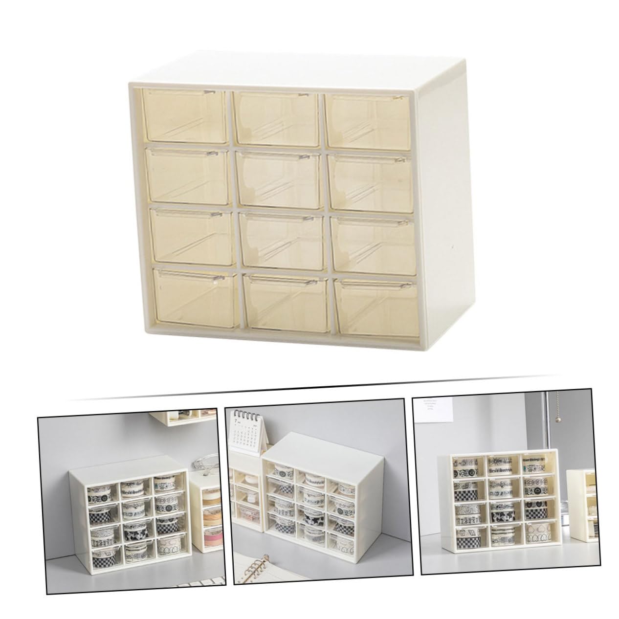 HOMSFOU Organizer per Scrivania Contenitore Portaoggetti in Plastica Organizer per Cosmetici e Cancelleria