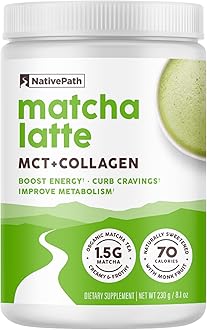 NativePath Collagen Peptides - Hydrolyzed Type 1 & 3 Collagen. Keto & Paleo Grass-Fed Protein Powder for Hair, Skin, Nails, Bones, Joints, Digestion and More - No Gluten or Dairy (Matcha Latte, 230g)