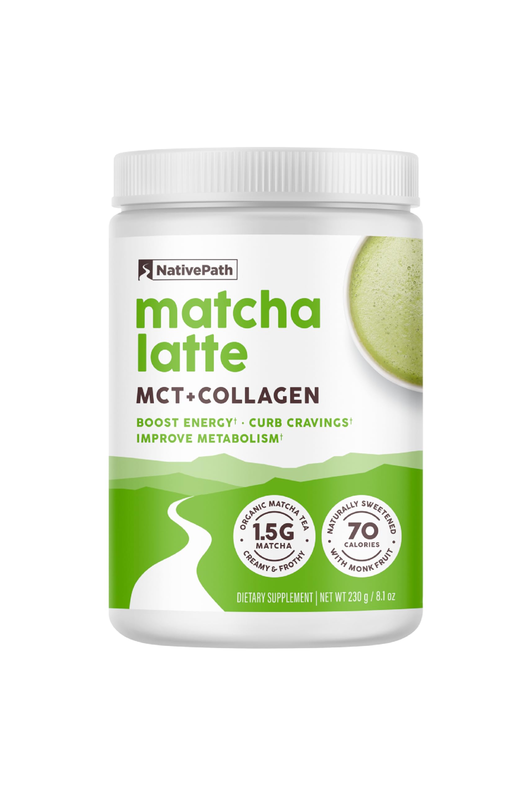 NativePath Collagen Peptides - Hydrolyzed Type 1 & 3 Collagen. Keto & Paleo Grass-Fed Protein Powder for Hair, Skin, Nails, Bones, Joints, Digestion and More - No Gluten or Dairy (Matcha Latte, 230g)