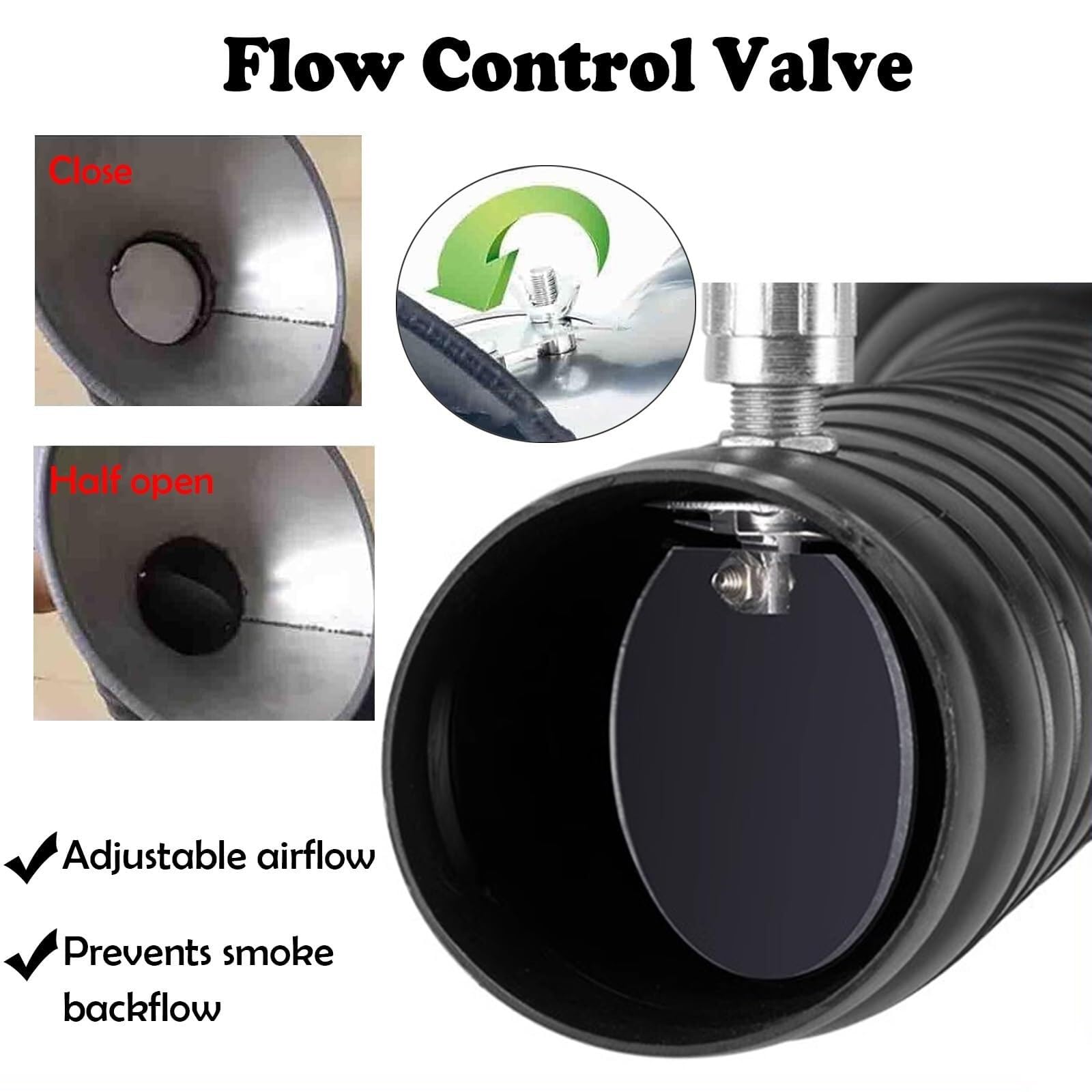Manguera flexible de extracción de humos de 2 m con campana de sellado sin soldadura ajustable con brazo de coleción Indusrial Dus Collecion 6.6f Workshop Venilaion Soluion (negro, 160 mm)