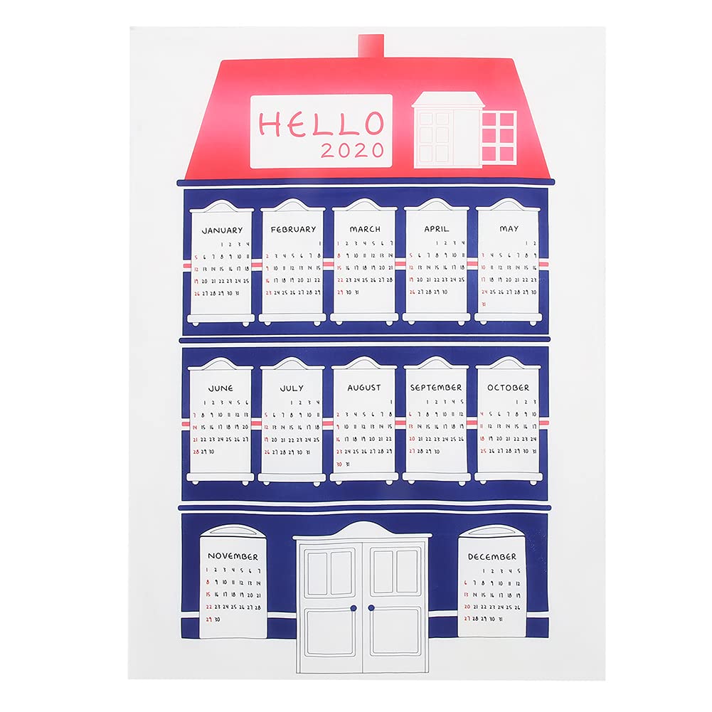50x70cm House Pattern 2020 Calendar Wall Hanging Calendar Cloth Home Study Background Decor